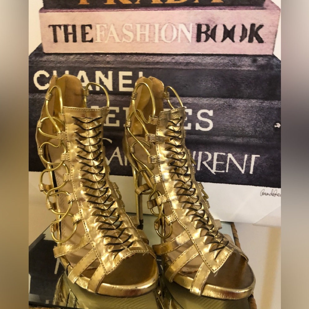Gold Strappy Gladiator Stiletto Sexy High Heels (New!)